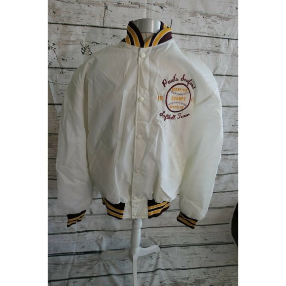 VTG 1989 GEM SPORTSWEAR Paul's Seafood Softball Champs MICHELOB BUDWEISER Large - Picture 1 of 11